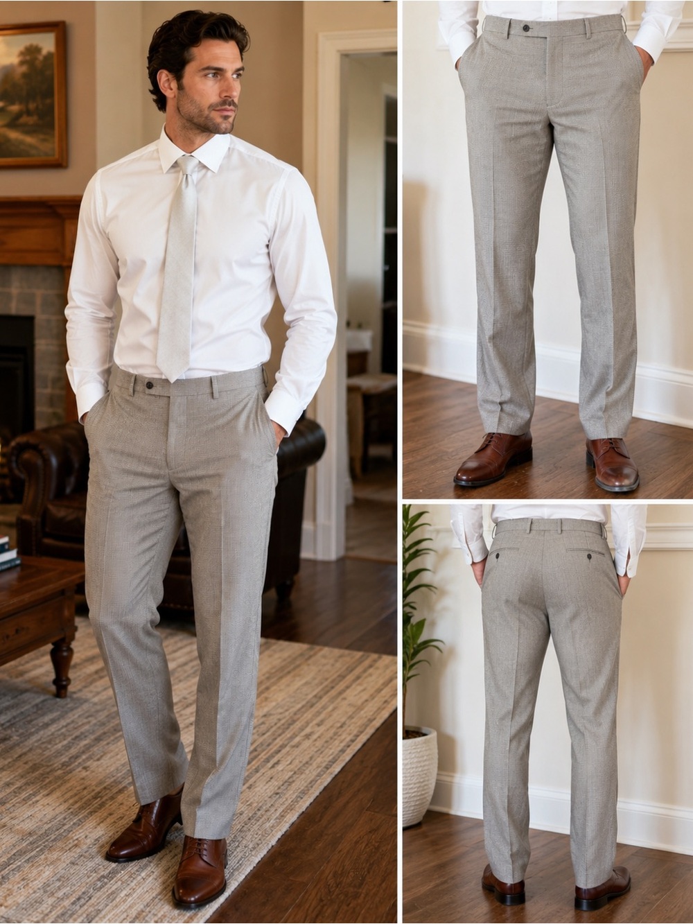 Ralph Lauren Neville Black White Micro Check Flat Front Dress Pants 34x32 NWT - Picture 1 of 13